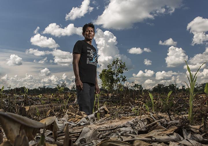 La comunidad indígena shipibo de Santa Clara de Uchunya, en la Amazonía peruana, se enfrenta a la invasión de sus tierras ancestrales por parte de las empresas comercializadoras  de aceite de palma. Foto: Diego Pérez/Oxfam